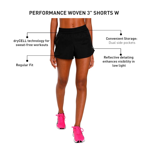 Performance Woven 3" Women's Training Shorts, Puma Black, extralarge-IND